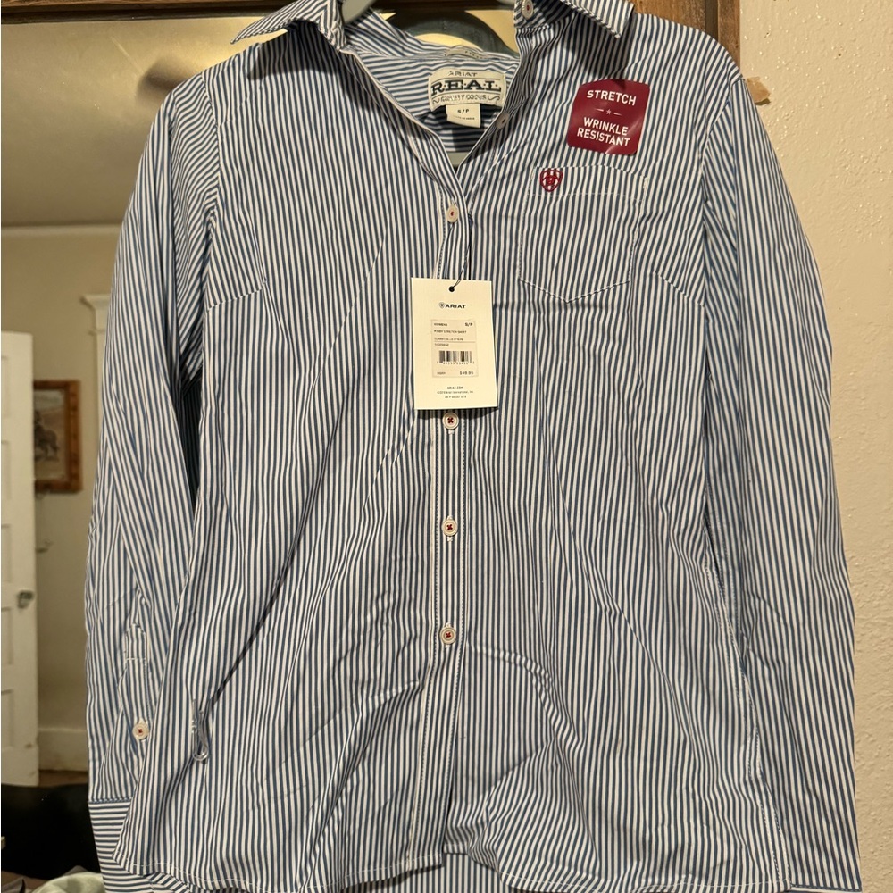 Ariat Blue and White Casual Button Down Shirt